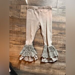 Chic Kids Lace Flare Leggings - Beige